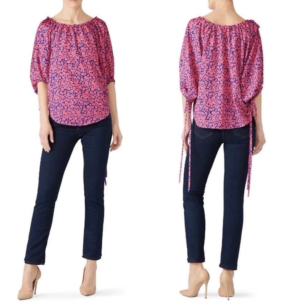 Derek Lam Pink and Blue Floral Blouse size 42 (US 6)